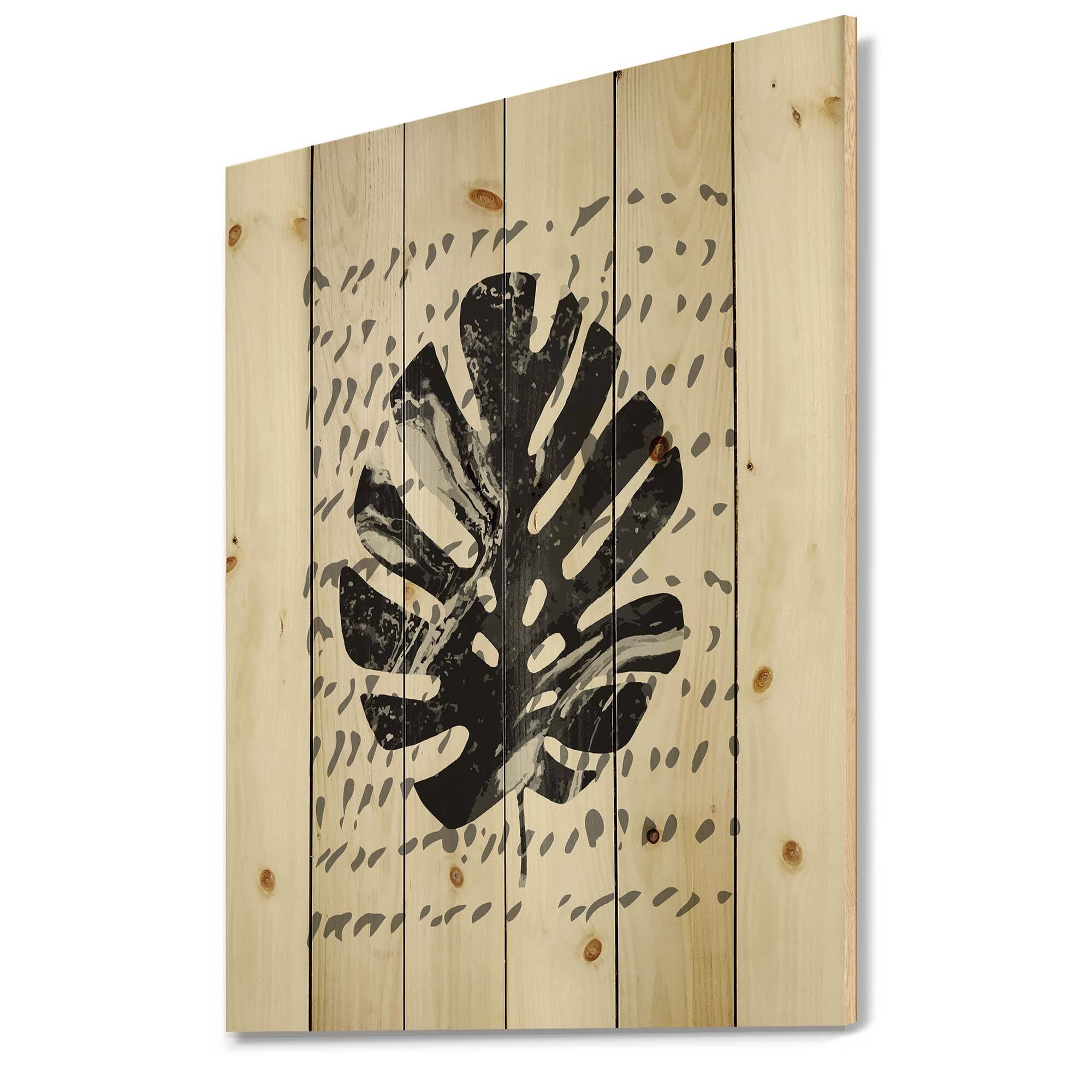 Designart - Minimal Tropical Palm Leaf On Grunge Texture